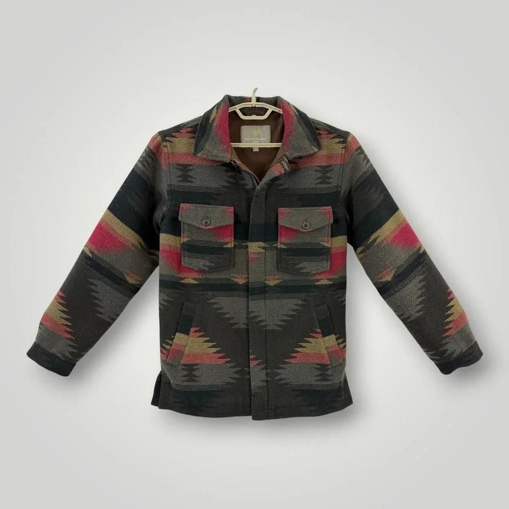 Banana Republic Archive Jacket Mens XS Brown Southwestern Geometric Full Zip